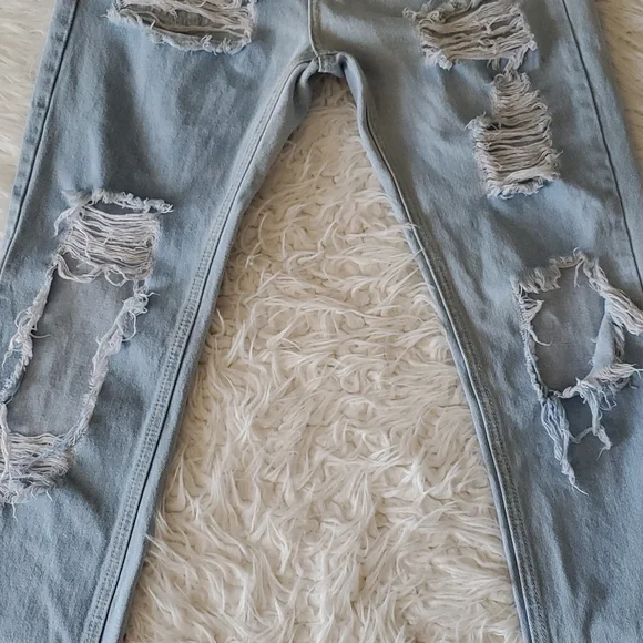 Brandy Melville Distressed Denim Pants Long Size Small - Picture 10 of 16